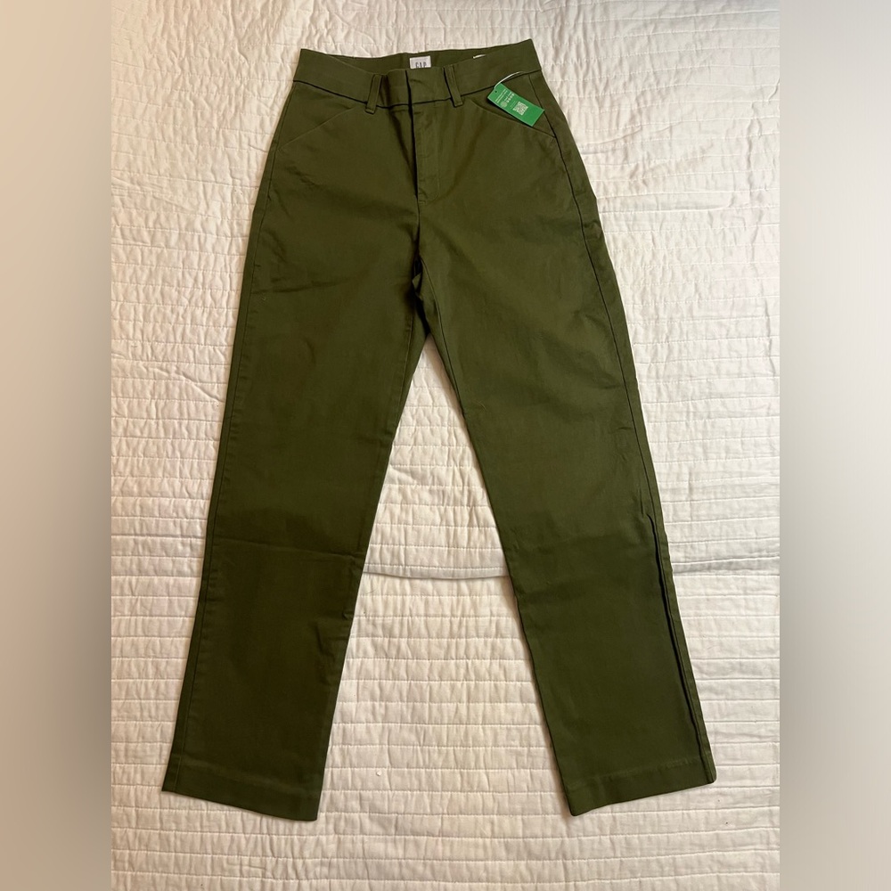 Gap slim ankle khakis pants olive NWT